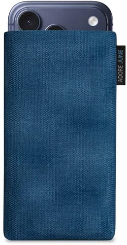 Adore June Classic Blu-Oceano Custodia compatibile con iPhone 17 Pro e iPhone 17, Tessuto Resistente con Display di Pulizia Effetto