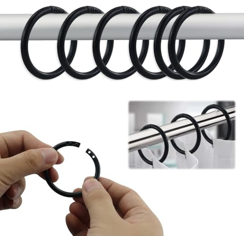26 pezzi Nero Anelli Tenda Doccia in plastica,Anelli Appendere Tende a forma C,Anelli Tende Ganci Tenda,Durevole Anelli Tende Tipo Riutilizzabile,Adatti Porte,Finestre