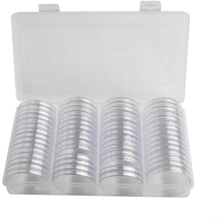 Münzkapseln mit Organizer-Aufbewahrungsbox für Münzen bis zu 41 mm Durchmesser, schützt vor Staub und Oxidation, transparent, transparent, 60 Stück