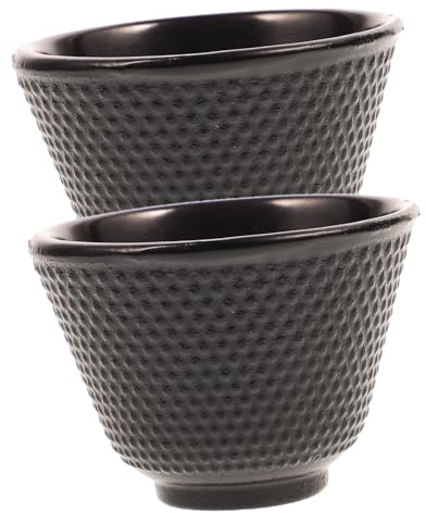 UKCOCO 2 pièces Tasses à Thé Fonte Noire Anti-brûlure Résistantes Chaleur pour Service à Thé Kung Fu Rétro et Décoratif