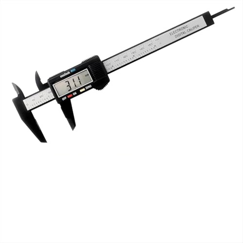 Electronic Digital Vernier Caliper, 0-150mm/0-6'' Carbon Fiber Micrometer with LCD, Inch/MM/Fraction Conversion for External, Internal, Depth & Pitch Measurements