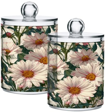 Ewusp 2 tarros de boticario de plástico transparente con tapa, dispensador de almohadillas de algodón, soporte para bastoncillos de algodón, contenedor de almacenamiento de baño, organizador de