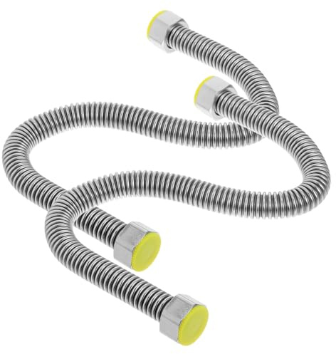COLLBATH Lot de 2 Tuyaux Ondulés Flexibles en Acier Inoxydable 304 Diamètre 1/2 Pouce Longueur 40 CM Tuyau de Raccordement pour Chauffe-Eau Alimentation Eau Chaude et Couleur Aléatoire