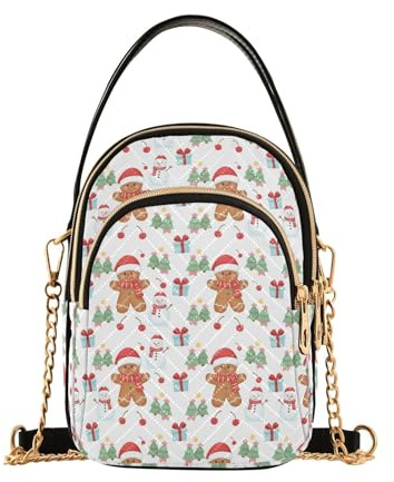 GuoChe Sac à bandoulière bonshommes de neige en pain d'épices pour femme avec chaîne matelassée, sac à main pour téléphone, sac à main