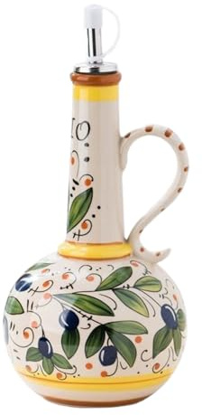 Peosaard Dispensador de Aceite de Oliva, Botella dispensadora de Aceite de Oliva de cerámica, Botella de 700 ml con Pico de Acero Inoxidable y Mango para Salsas de Cocina vinagre