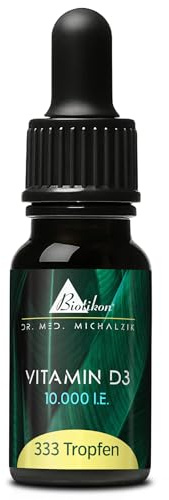 BIOTIKON Gouttes de vitamine D3 végétarienne selon Dr. med. Michalzik - Sans additifs - Vitamine D3 - 10 000 UI - Gouttes de 10 ml