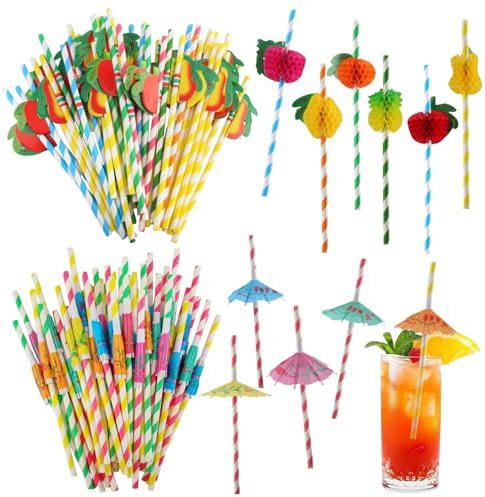 LEIMEND 60 Cannucce per Frutta 60 Cannucce a Forma di Ombrello Divertenti Decorazioni per Bevande Adatte per Torte Frutta Gelati Bevande Succhi Decorazioni per Cocktail (120 Pezzi)
