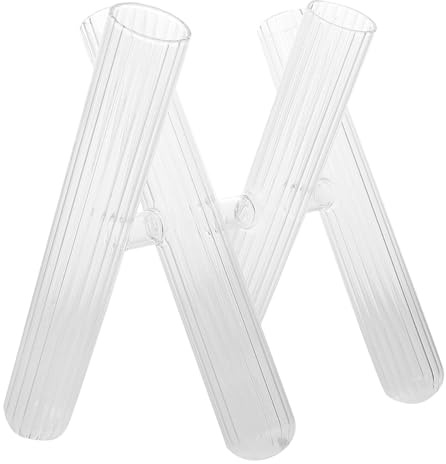 ZUNOXAZ Glass Propagation Tubes Test Tube Vase Set with Four Striped Cylinders, Mini Glass Planter for Hydroponic Cuttings, Home Décor Flower Holder for Table Centerpiece and Terrarium