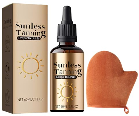 HOVKRE Gotas Autobronceadoras, Para Cuerpo Y Rostro, Sin DañOs Causados Por El Sol, Con Guantes Aplicadores Marrones, Para Un Tono Bronceado Sin Marcas