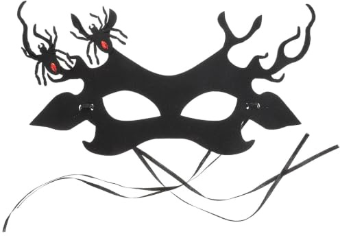STOBAZA Masque D'araignée Gothique Noir Bois de Renne, Demi-visage en Tissu Non Tissé, Sangle Réglable pour Fêtes D'halloween et Banquets