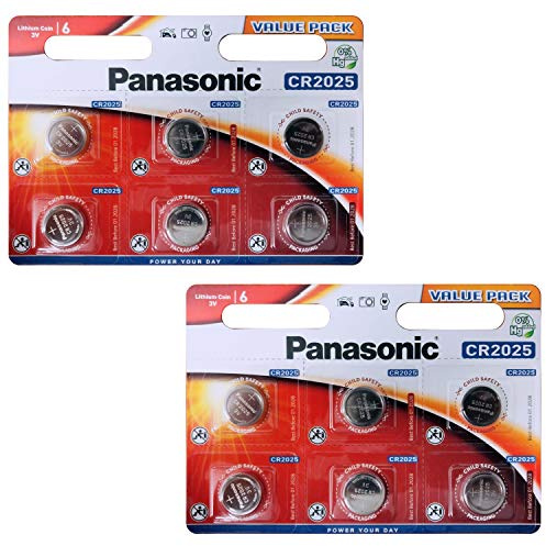 Panasonic CR2025 Litio Botón x12 en blister