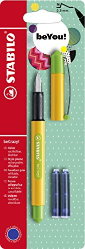 Füller - STABILO beCrazy! DUOCOLORS in gelb/grün - Einzelstift - inklusive 3 Patronen