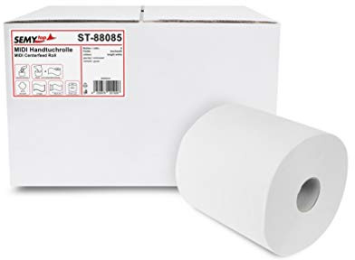 SemyTop Handtuchrolle Midi, Innenabwicklung 20 cm, 2 lagig, hochweiß, 1er Pack (1 x 6 Stück)
