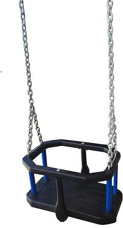 Spilli Outdoor World Sedile Altalena con Gabbia, Un Seggiolino di Gomma 2-in-1 con Catene Uso Commerciale per Asilo, Parco Pubblico