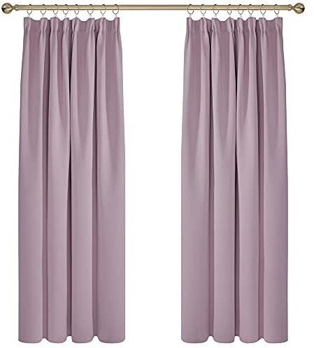 Deconovo 2 Vorhänge für Balkon, Dekoration, Fenster, Innenbereich, Kräuselband, Schlafzimmer, 168 x 183 cm, Türvorhang für Wohnzimmer, Küche, Blickdicht, Hellrosa