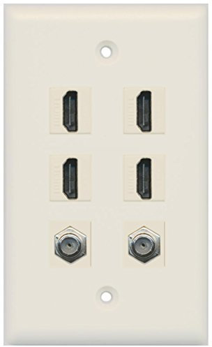 Riteav – 4 HDMI 2 – Cavo coassiale TV F Port parete piastra Light Almond