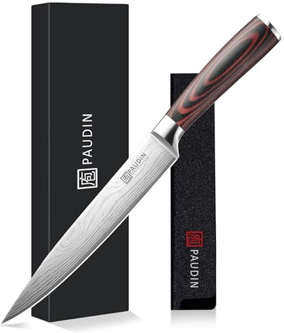 PAUDIN Carving Knife 8 inch, Ultra Sharp Brisket Slicing Knives, Premium Meat Cutting Knives German Stainless Steel, BBQ Knife with Ergonomic Handle, for Slicing Roast, Meats and Vegetables