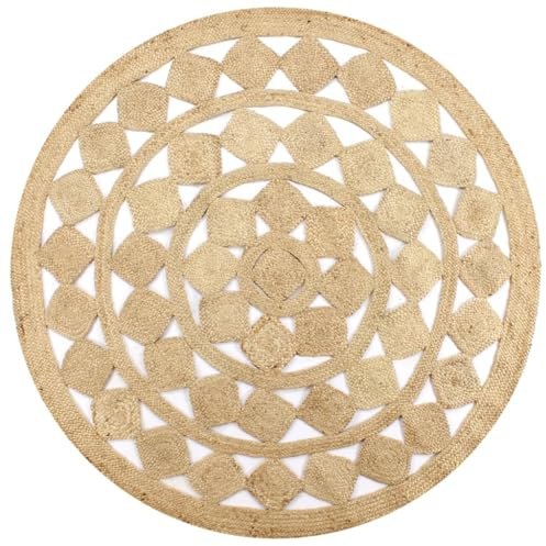 vidaXL Teppich Handgefertigt Jute Geflochten 90 cm