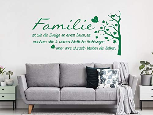 GRAZDesign Wandtattoo Familie Baum Wohnzimmer Spruch Flur Diele Wohnzimmer selbstklebend - 59x30cm / 071 grau