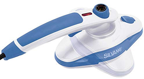SILVANO MGS-1320 Plancha Vertical a Vapor | Plancha de Viaje con Cabezal Giratorio | Plancha de Ropa portátil a Vapor con Cepillo quitapelusas (Blue)