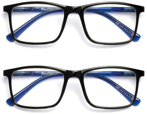 OPULIZE Ink Pack 2 Lunettes De Lecture Grand Noir Bleu Hommes Femmes Charnières Ressort RR4-1 +3,50