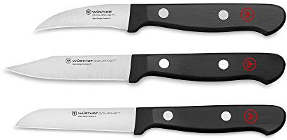 WÜSTHOF Gourmet Gemüsemessersatz mit 3 Messern, 6cm, 8cm, 8cm, Schwarz,silber