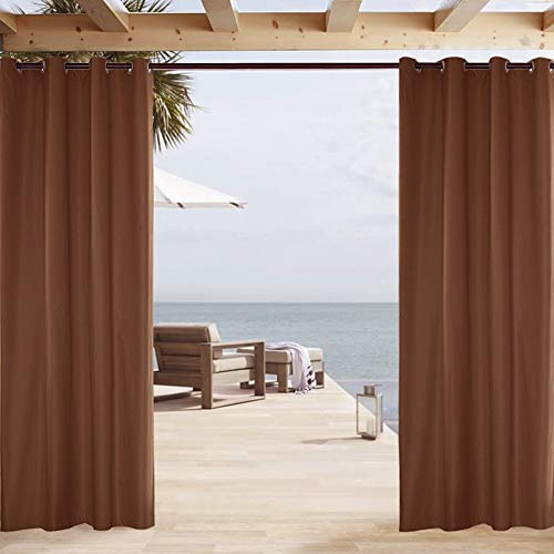 ele ELEOPTION Outdoor Vorhang Wasserdicht,Blickdicht Vorhang Winddicht UV Schutz Sonnenschutz Gardinen für Balkon Garten Hof (4 Stücke /137 X 213cm, Braun)