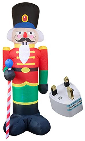 Sebasty 240cm Large Inflatable Nutcracker Soldier Night Light Figurine Giant Santa Claus Outdoor Garden Toys Christmas Party Decorations,UK