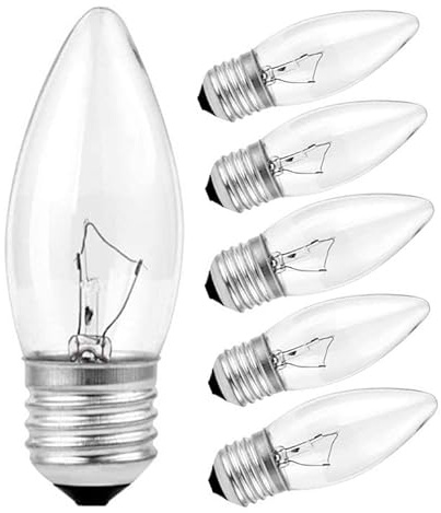 60W Incandescent Torpedo Tip Chandelier - 60W Equivalent Medium E26 Candelabra, TipIncandescent Clear Dimmable Light Bulbs and Medium E26 Base-ge Light Bulbs 60 watt(6PACK)