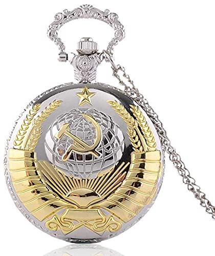 ATAAY Reloj de Bolsillo Vintage URSS Insignias soviéticas Hoz Martillo Emblema Comunismo Reloj de Bronce Hombres Mujeres Colgante, Negro