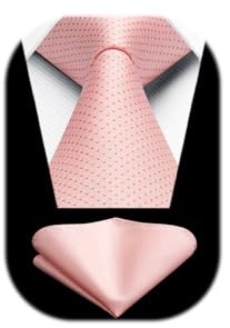 HISDERN Män slips prickiga slipsar och påse bröllop näsduk slips set, z-ros, One size