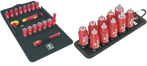 Wera 8100 SB 1 Zyklop VDE and Socket Set, 17pc, 05004970001 & Belt B VDE 1 Zyklop Holding Function Bit Socket Set, Torx/Hex-Plus, 3/8 Drive, 05004930001