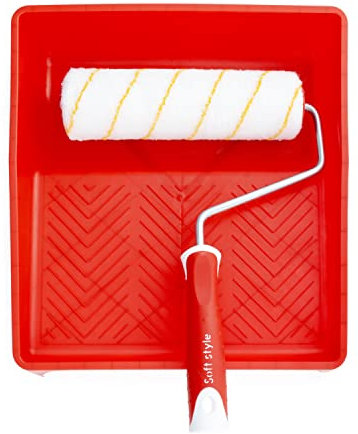 PENNELLIFICIO 2000 | Kit Rullo e Vaschetta per Verniciare, Set Pittura, Rullo per Idropittura, Pareti Lisce e Poco Ruvide, Dimensioni 24 cm, ⌀ 48 mm – Made in Italy