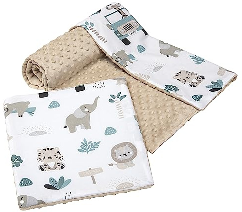 Medi Partners Babyfilt med kudde 100% bomull minky för barn bilateral 75 x 100 + 35 x 30 cm multifunktionellt set för en säng