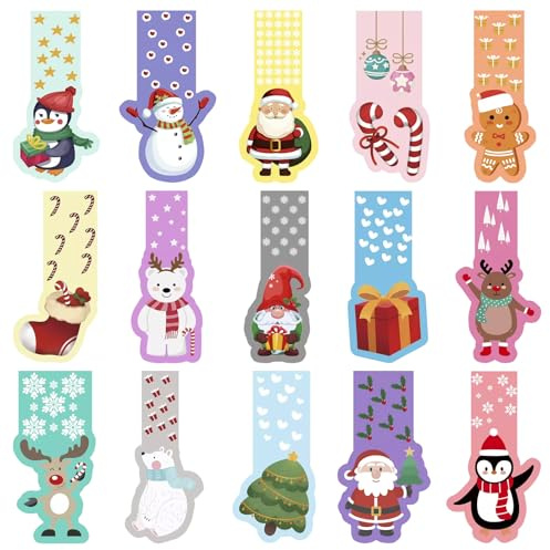 Weihnachten Lesezeichen, 30 Stück Magnetische Lesezeichen Kinder, Lesezeichen Magnetisch, Magnetlesezeichen Kinder, Magnetische Lesezeichen Weihnachten, Weihnachts Geschenke für Schulklassen