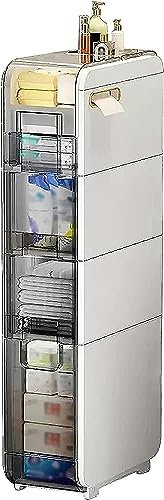 Cucina del Bagno cassettiera plastica cassettiera salvaspazio Mobiletto da Bagno Verticale Mobiletto portaoggetti con cassetti Trasparenti e Ruote, Organizzatore per Lavandino da Bagno Stret