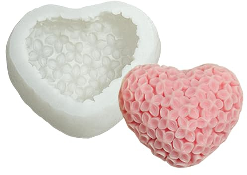 Youany Herz Silikonform, Herzform Kerzenform Seifenform, Liebes-Schokoladen-Silikonform Candle Gießform, Für Fondant Schokoladen Kuchen Dekoration