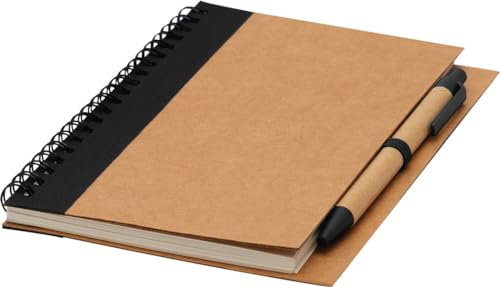 Chinchilla® Recyceltes Notizringbuch Schwarz A5 mit Schwarzschreibendem Kugelschreiber | Umweltfreundliches Schreibset | 70 Blätter, Spiralbindung - Ideal für Business, Konferenzen