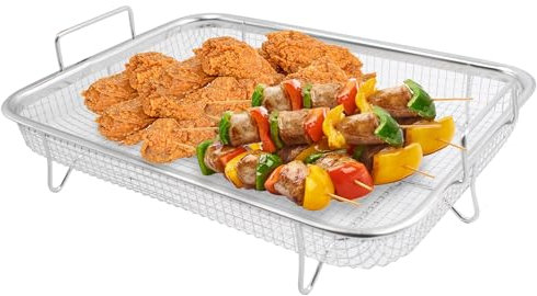 2 pièces Panier grill pour four en Acier Inoxydable avec Poignée Panier de Refroidissement et Cuisson Panier à barbecue pour Cuisson Légumes Fruits 30x22x5,5 cm