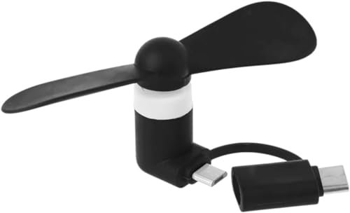 NEW-YIJUNSHUN 2 Pack Mini Cute USB Fan Cooler Type C Removable Gadgets Low Power for Mobile Power Phone piece Laptop Cooler Type C+Micro USB Mini Fan