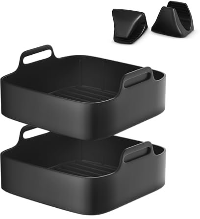 UNBOX 21cm Silikonform für Heißluftfritteuse Philips XL 6,2L, 2PCS Silikon Backform für Air Fryer, COSORI 4,7L, 5,5L, Ninja 4,7L, 6,2L, Cecotec 5,5L, 6L, Alternative zu Backpapier