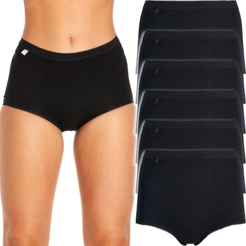 La Marquise Lot de 6 culottes maxi en coton majoritaire pour femme, Noir , 46