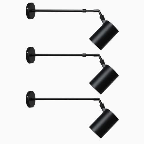 QJDLDZTN Faretto Montato Orientabile Telescopico 180+90° Lampada Girevole da Soffitto/Parete, Illuminazione per Quadri in Alluminio Nero, Applique per Camera da Letto Soggiorno Luci per Testiera