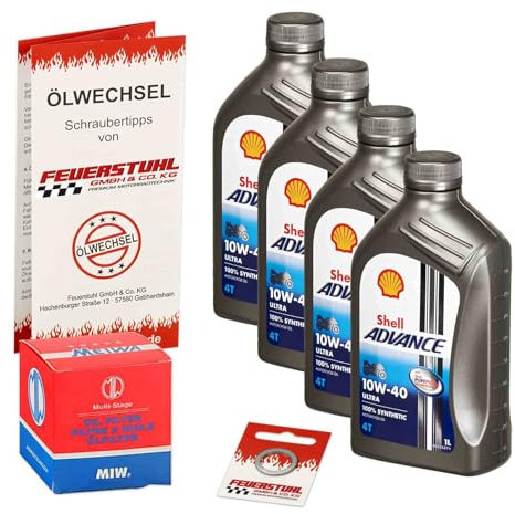 Öl & Ölfilter für Honda XL 1000 V Varadero, 2003-2010 (SD02), Ölwechsel Set, Shell 10W-40 Motoröl + MiW Filter + Dichtring(e)