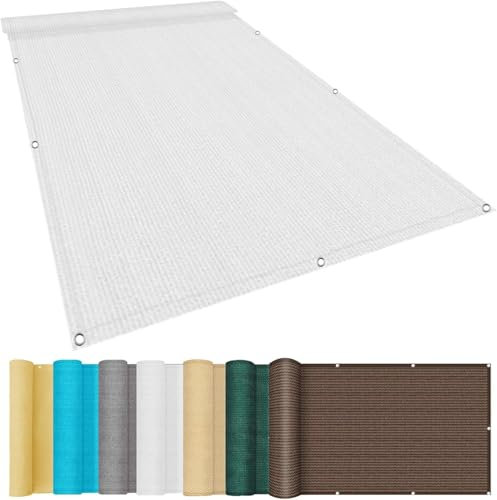 Sonnenschutz für Veranda, 1,2 x 3 m, Sichtschutzfolie, Sonnenschutzfolie für Veranda, Sichtschutz für Veranda und Balkon, Sichtschutz, atmungsaktiv, Vier seitliche Ösen im L