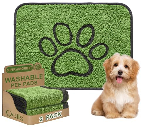 Qeils Reusable Dog Pee Pads, Washable Puppy Pads, Leak-Proof 18x24 2 Pack