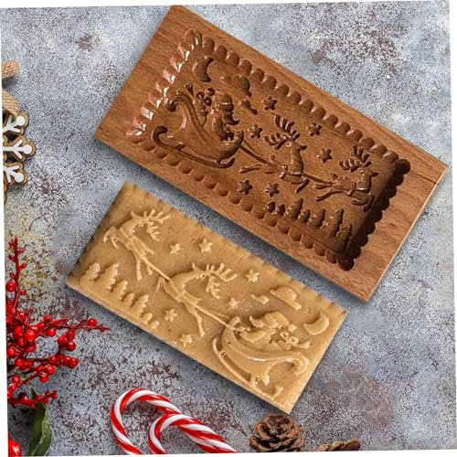 Christmas Cookie Stamps, Santa ＆ Reindeer Shape Wooden Cookie Molds Biscuit Embossing Press Stamps for Xmas Baking, Easter, Thanksgiving Kitchen DIY, Christmas Cookie Stamps, Cookie Stamps