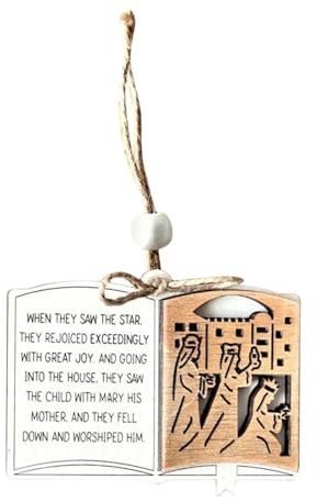 Belén de Navidad de madera - Adornos navideños para el árbol, belén de madera para Navidad | Colgante de madera para belén de Navidad, decoración de temporada, accesorios para fotografía con cordón p