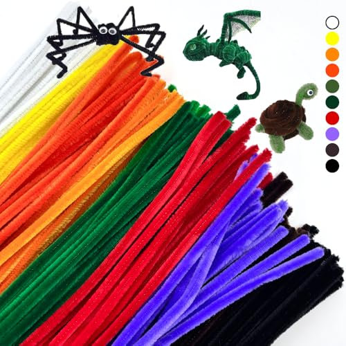 200 Stück Pfeifenputzer Bunt zum Basteln, 10 Farben Pfeifenreiniger Chenilledraht, 30cm Biegeplüsch Basteldraht Pipe Cleaner für Handwerk Dekorationen