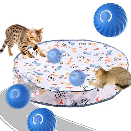 comepew Interactive Katzenspielzeug, 2 in 1 Simuliertes Interaktives Jagdkatzenspielzeug, Interactive Cat Toys Guitar Cat Toy Doppelschicht Jagd Katze Matte Spielzeug mit Katzenball (Weiß, +B Ball)